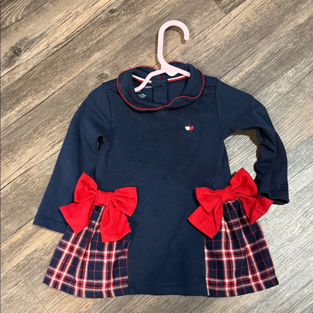 Navy and Red Plaid Kids Dress